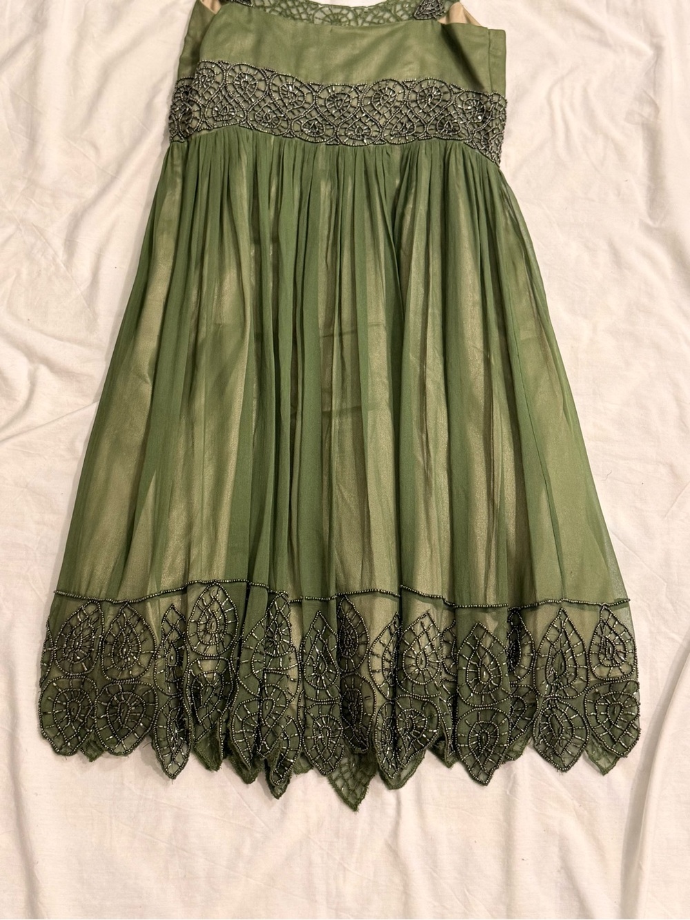 Adrianna Papell Olive Green Embellished Dress NWOT Sz 4 - Picture 10 of 12